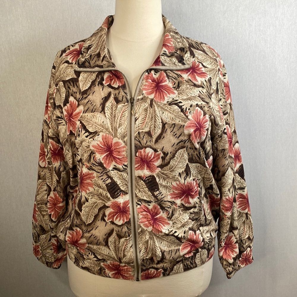 Vintage Vital Zone Women’s Floral Pink & Brown Lightweight Jacket. Like New!